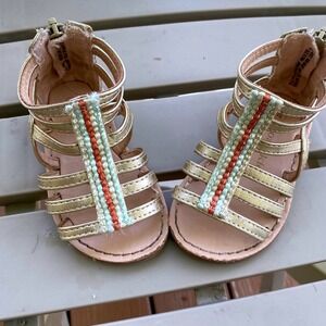 Koala Kids Gladiator Sandals Gold‎ Strappy Back Zipper Toddler Girl Size 4